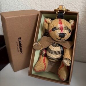 Burberry Beige and Red Check Bear Keychain